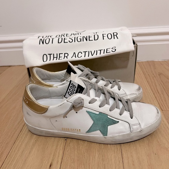 Golden Goose Super Star White Gold Green Sneakers Women EU 40 US 9 Like new - Picture 7 of 8